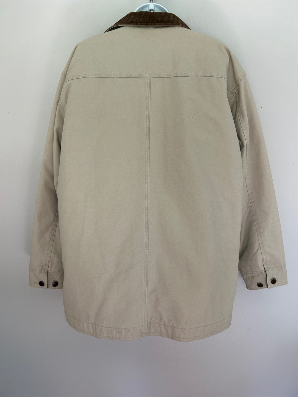 L.L. Bean Vintage Men's Beige Barn Coat with Brown Corduroy Collar/Cuffs - Picture 6 of 16